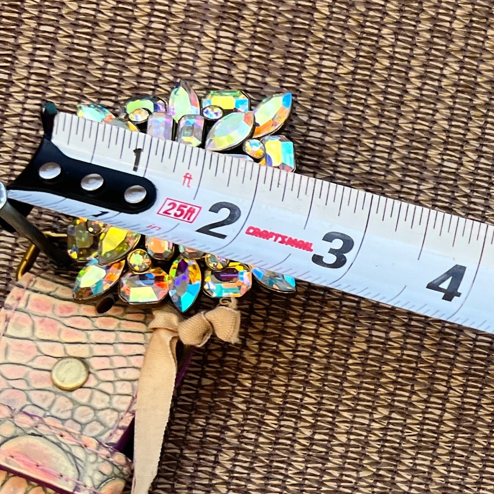 B-Low the Belt Pink Crocodile Aurora Borealis Rhinestone Flower Starburst RARE - Picture 7 of 12